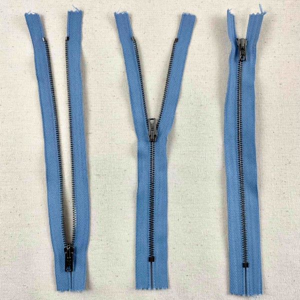 Fermeture non séparable bleu en métal 16cm Fermeture non séparable bleu en métal 16cm