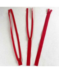 Fermeture invisible rouge corail en nylon 35cm
