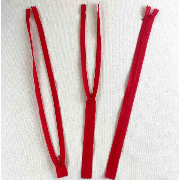 Fermeture invisible rouge corail en nylon 35cm