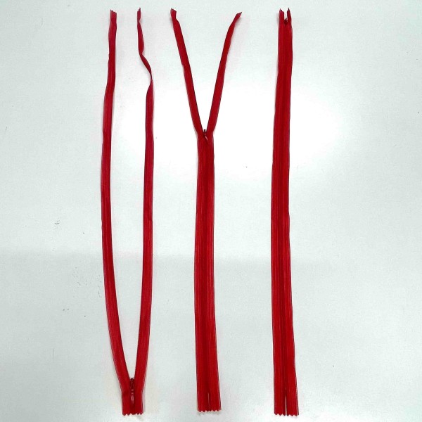 Fermeture invisible rouge en nylon 55cm Fermeture invisible rouge en nylon 55cm