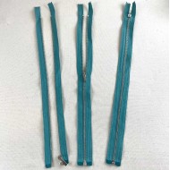 Fermeture séparable fantaisie bleu canard en métal 35cm