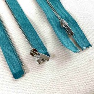 Fermeture séparable fantaisie bleu canard en métal 35cm