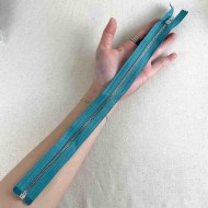 Fermeture séparable fantaisie bleu canard en métal 35cm