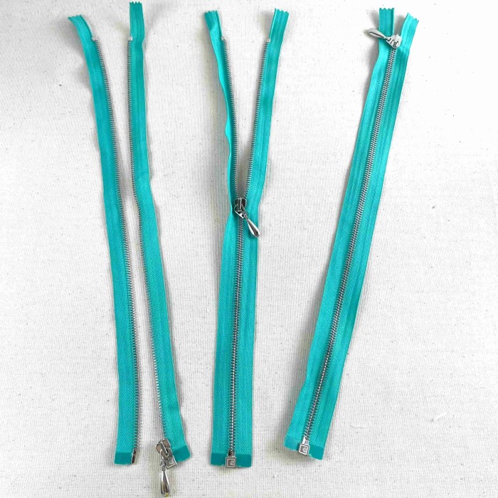 Fermeture séparable fantaisie turquoise en métal 35cm