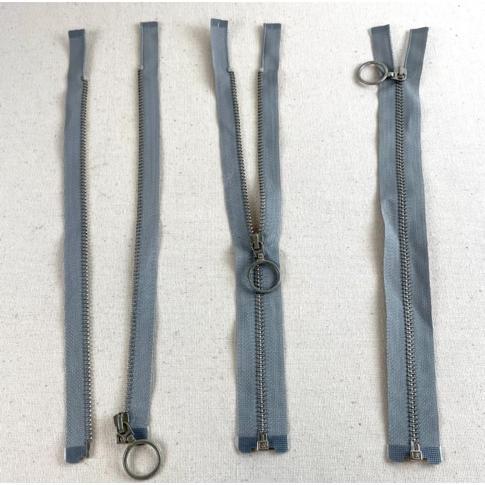 Fermeture séparable fantaisie gris en métal 25cm