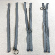 Fermeture séparable fantaisie gris en métal 25cm