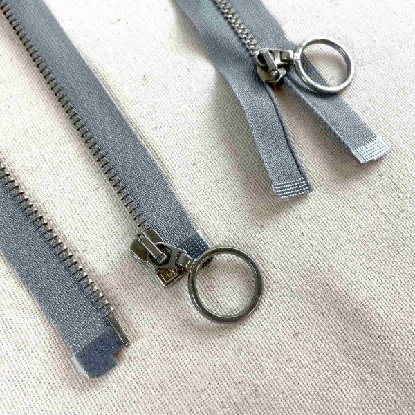 Fermeture séparable fantaisie gris en métal 25cm Fermeture séparable fantaisie gris en métal 25cm