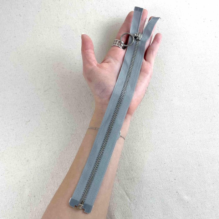 Fermeture séparable fantaisie gris en métal 25cm