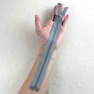 Fermeture séparable fantaisie gris en métal 25cm