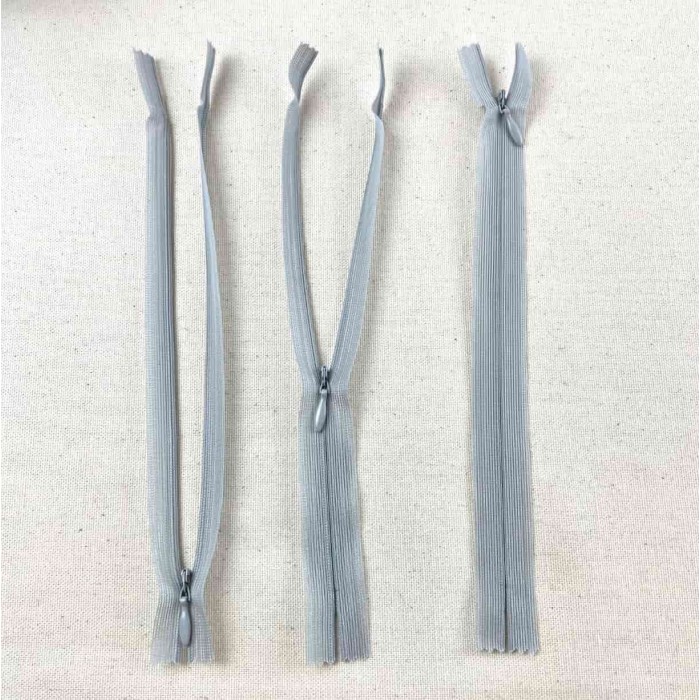 Fermeture invisible non séparable gris en nylon 20cm