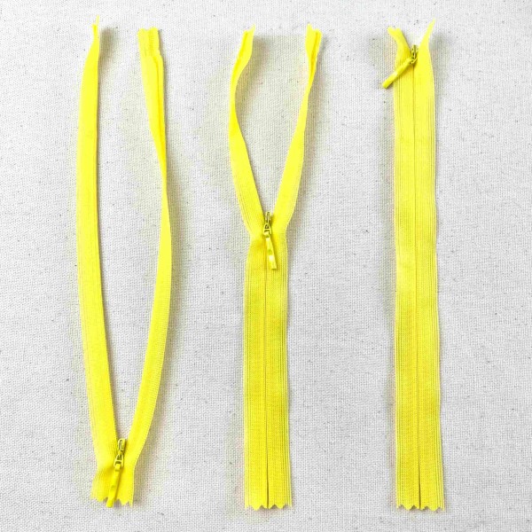 Fermeture invisible non séparable fantaisie jaune en nylon 20cm Fermeture invisible non séparable fantaisie jaune en nylon 20cm