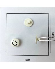 Bouton rond plastique smiley bijou blanc 12mm