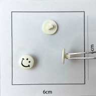 Bouton rond plastique smiley bijou blanc 12mm
