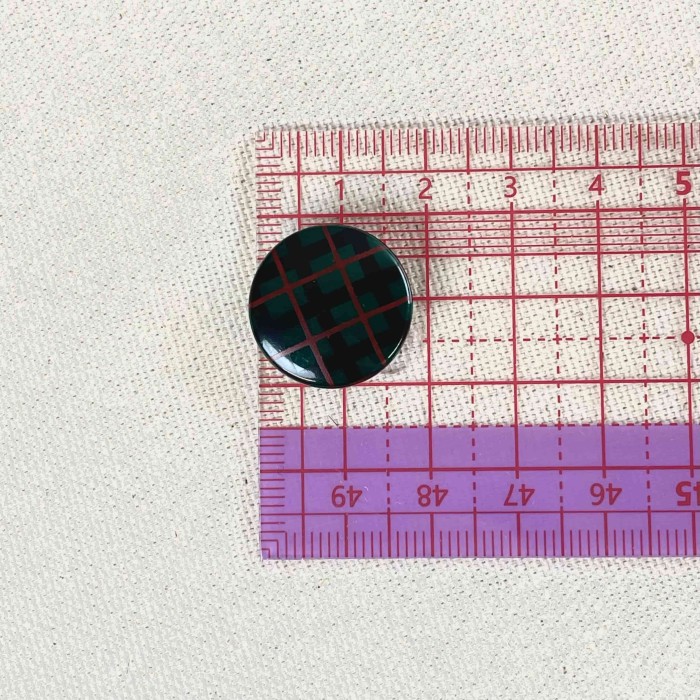 Bouton rond plastique écossais bijou vert  18mm