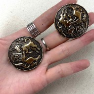 Bouton rond bijou cuivre lion licorne 40mm