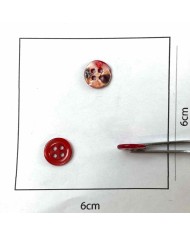 Bouton nacre rond rouge rose 10mm