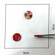 Bouton nacre rond rouge rose 10mm