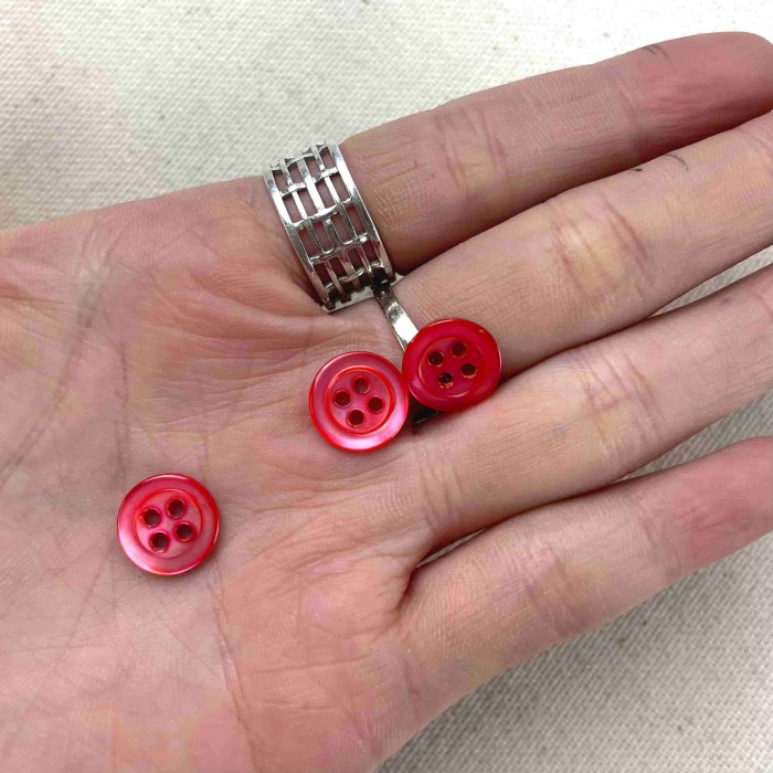 Bouton nacre rond corail 10mm