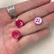 Bouton nacre rond framboise clair 10mm