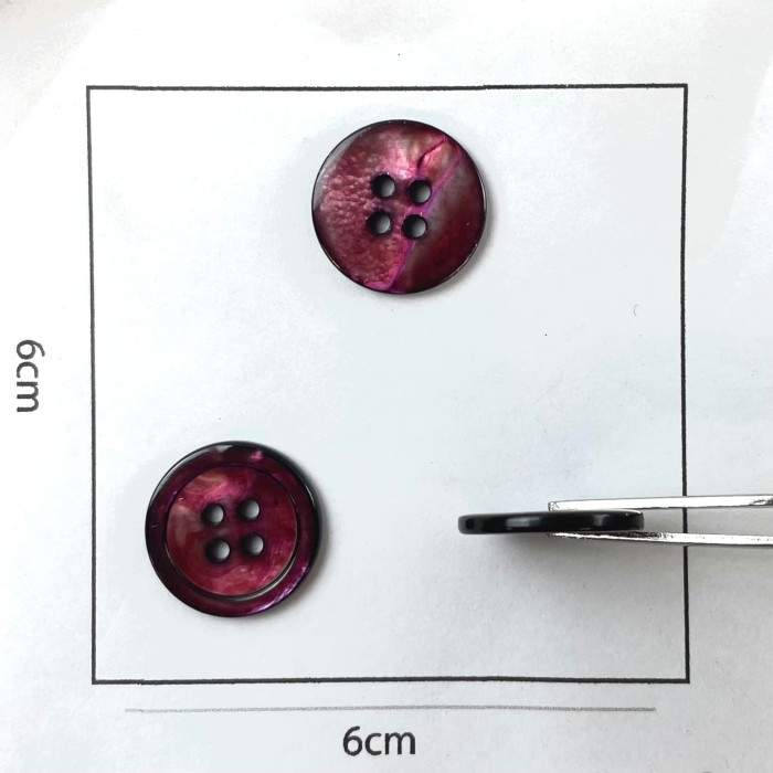 Bouton nacre rond violet bordeaux 17mm
