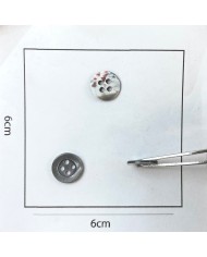 Bouton nacre rond gris foncé détails rouge 10mm