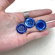 Bouton nacre rond bleu roi 22mm