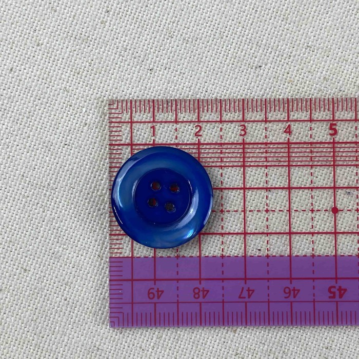 Bouton nacre rond bleu roi 22mm