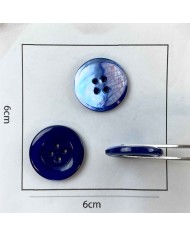 Bouton nacre rond bleu roi 22mm
