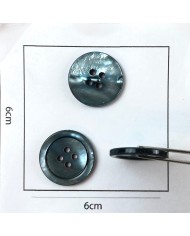 Bouton nacre rond bleu gris 22mm