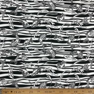 Tissu coton gabardine poisson noir blanc