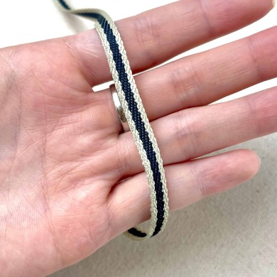 Tresse fantaisie noir beige 8 mm Tresse fantaisie noir beige 8 mm