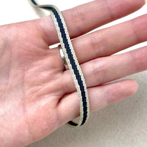 Tresse fantaisie noir beige 8 mm Tresse fantaisie noir beige 8 mm