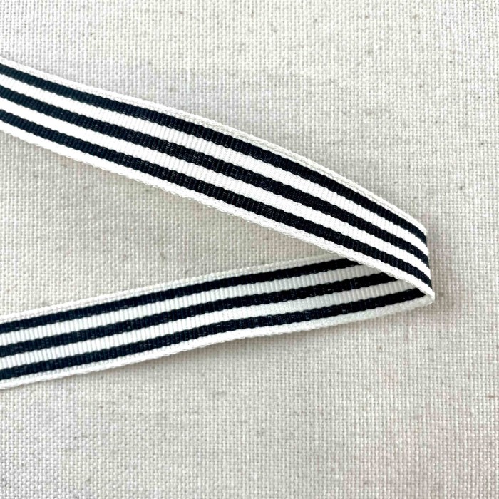 Galon rayure noir blanc 15 mm