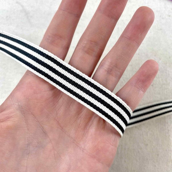 Galon rayure noir blanc 15 mm Galon rayure noir blanc 15 mm