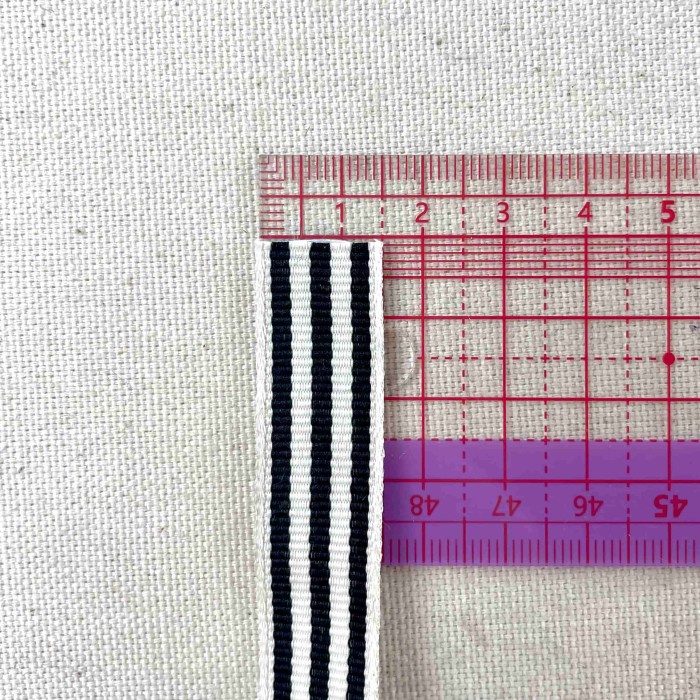 Galon rayure noir blanc 15 mm