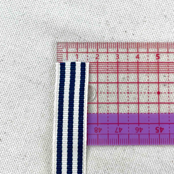 Galon rayure marine blanc 15mm