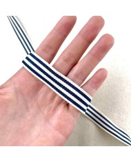 Galon rayure marine blanc 15mm