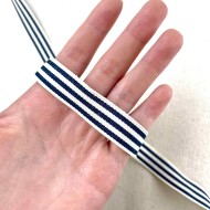 Galon rayure marine blanc 15mm