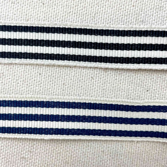 Galon rayure marine blanc 15mm