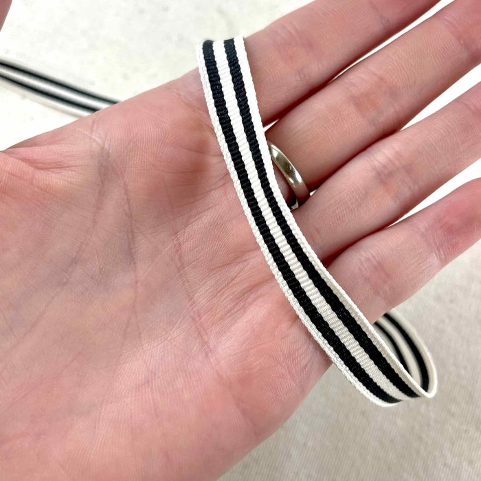 Galon rayure noir blanc 10 mm