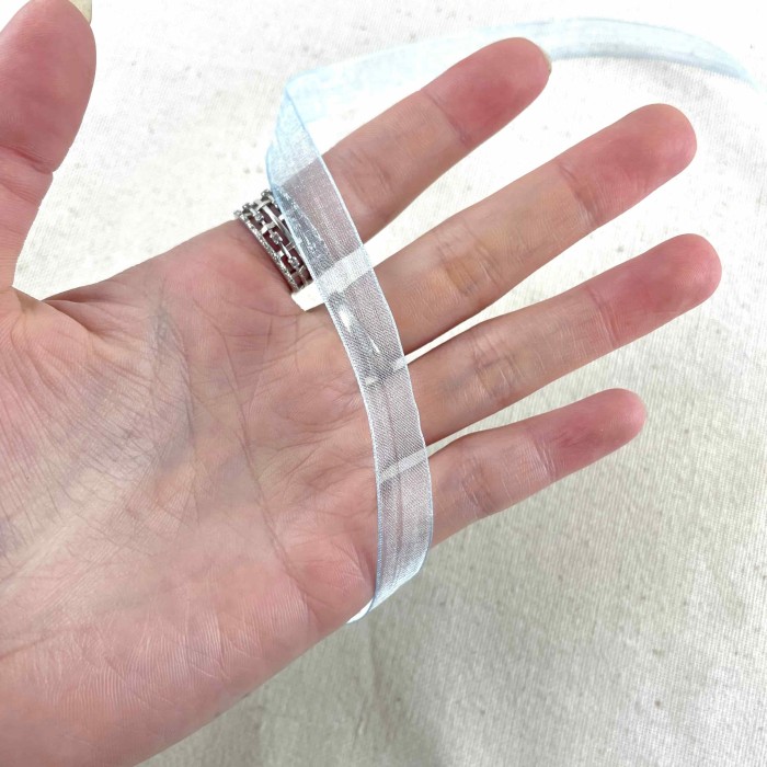 Ruban mousseline bleu ciel 10 mm Ruban mousseline bleu ciel 10 mm