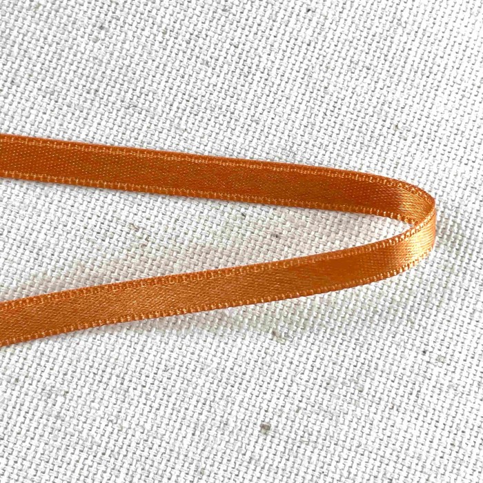 Ruban satin double face orange argile 10 mm