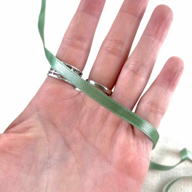 Ruban satin double face olive 10 mm