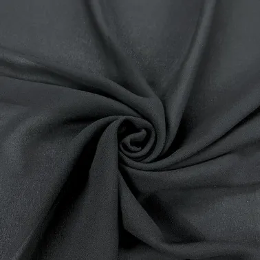 tissu viscose voile de crêpe noir uni