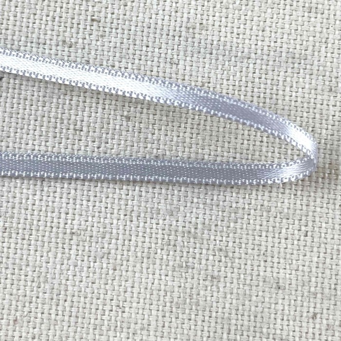 Ruban satin double face gris 3 mm