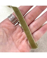 Ruban velours double face olive 10 mm