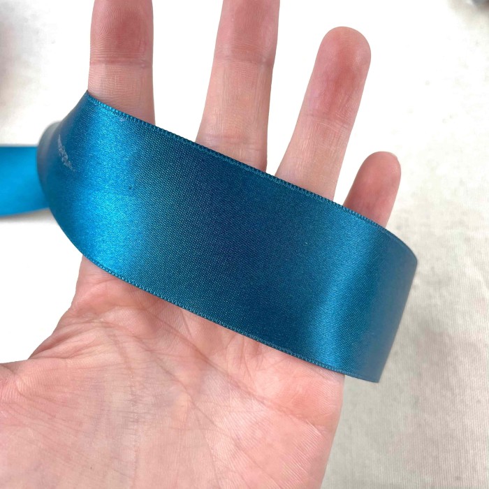 Ruban satin double face turquoise 38 mm