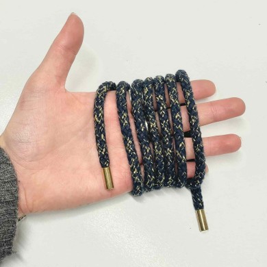 Cordon de serrage bleu foncé or 1.35m