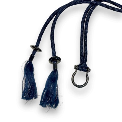 Cordon ceinture bleu marine argent 1m