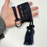 Cordon ceinture bleu marine argent 1m